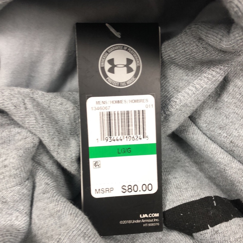 Under Armour UA Men's Project Rock Gray Hoodie Respect Size L large 1346067-011 - Picture 11 of 13